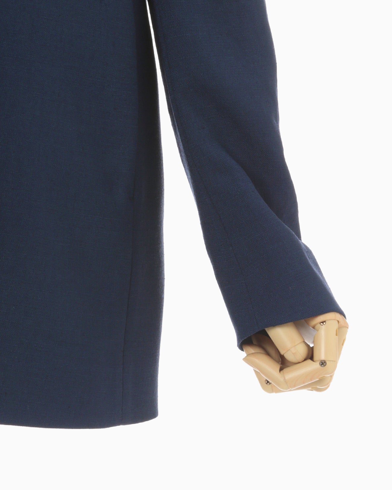 Linen Touch Triacetate Collarless Double Breasted Jacket - navy 