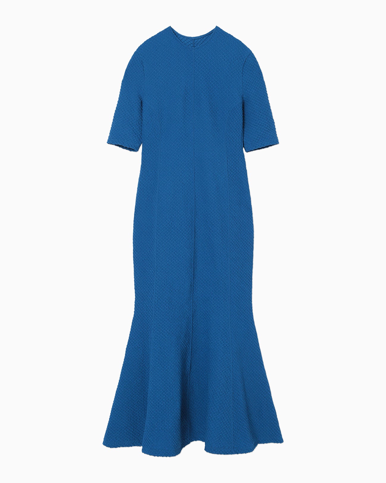 Shirring Jersey Jacquard Mermaid Dress - blue