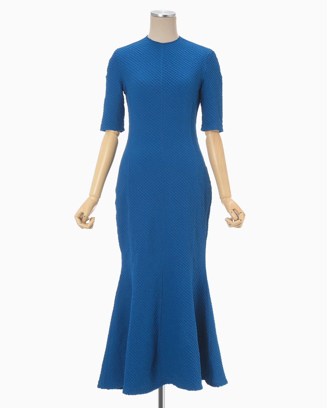 Shirring Jersey Jacquard Mermaid Dress - blue