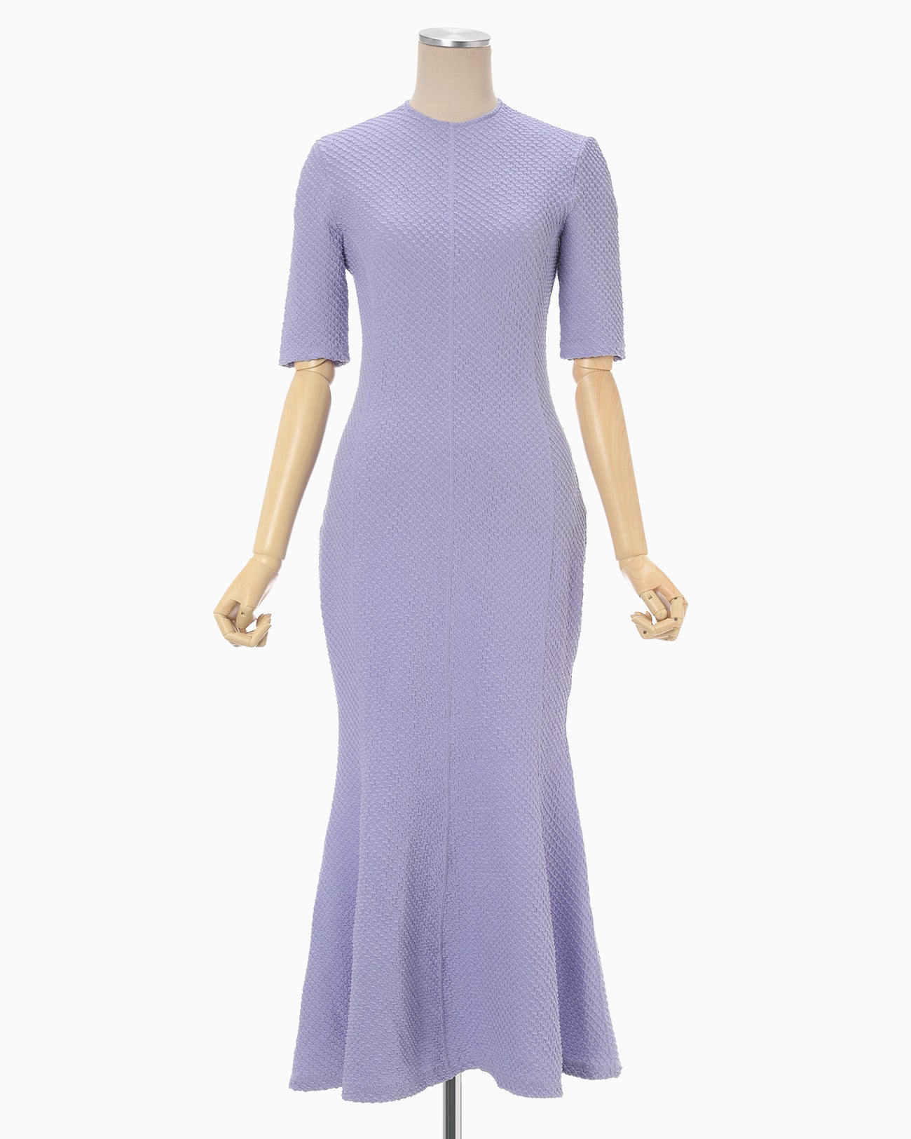 Shirring Jersey Jacquard Mermaid Dress - purple