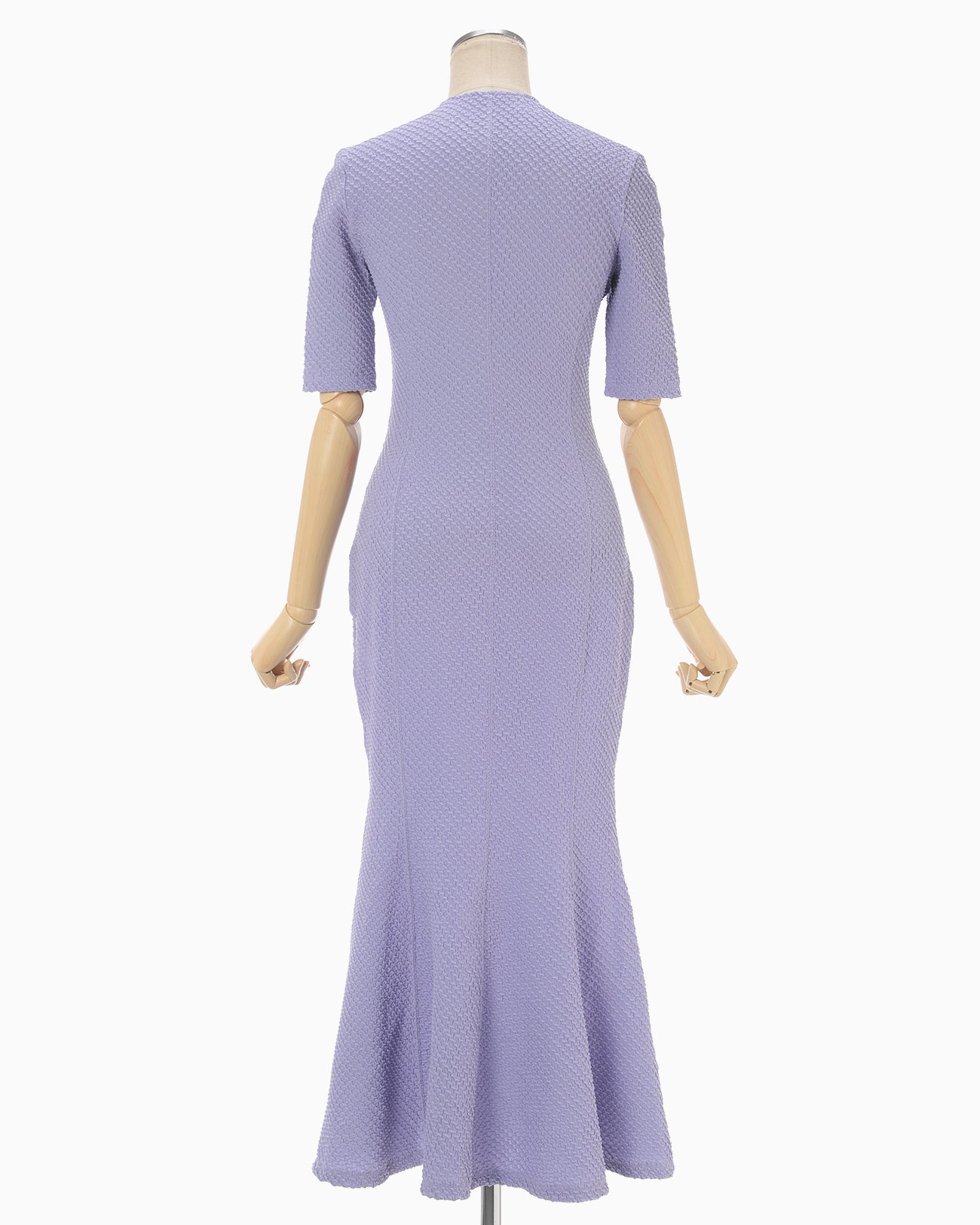 Shirring Jersey Jacquard Mermaid Dress - purple - Mame  