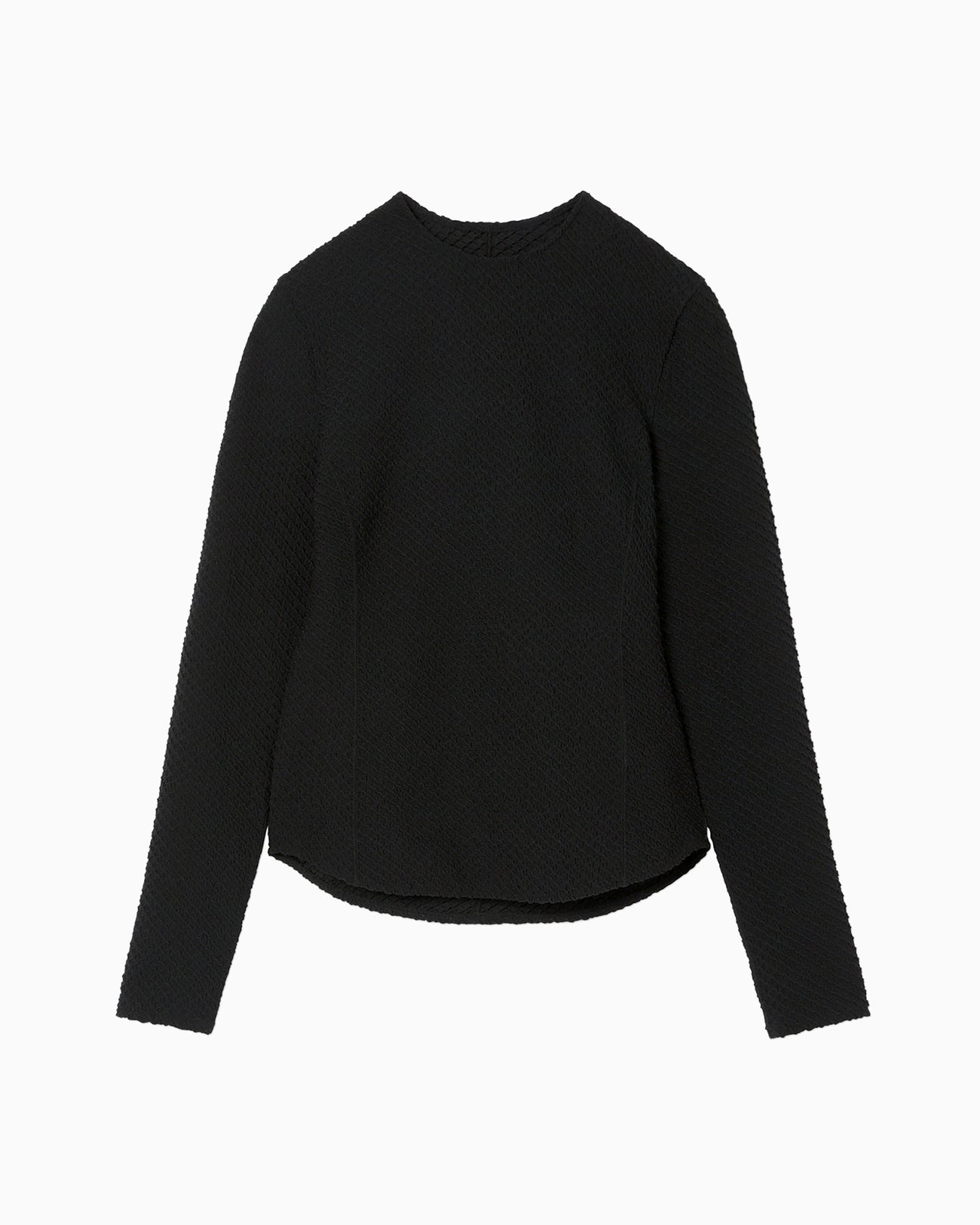 Shirring Jersey Jacquard Top - black