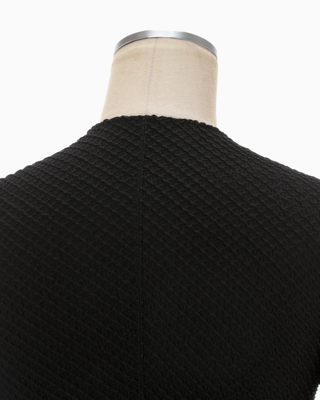 Shirring Jersey Jacquard Top - black
