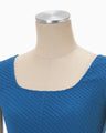 Shirring Jersey Jacquard Sleeveless Top - blue