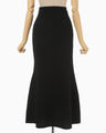 Shirring Jersey Jacquard Flare Skirt - black
