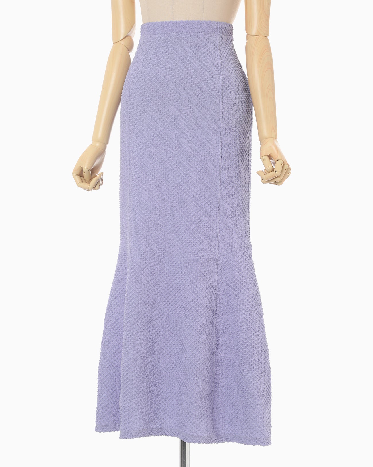 Shirring Jersey Jacquard Flare Skirt - purple
