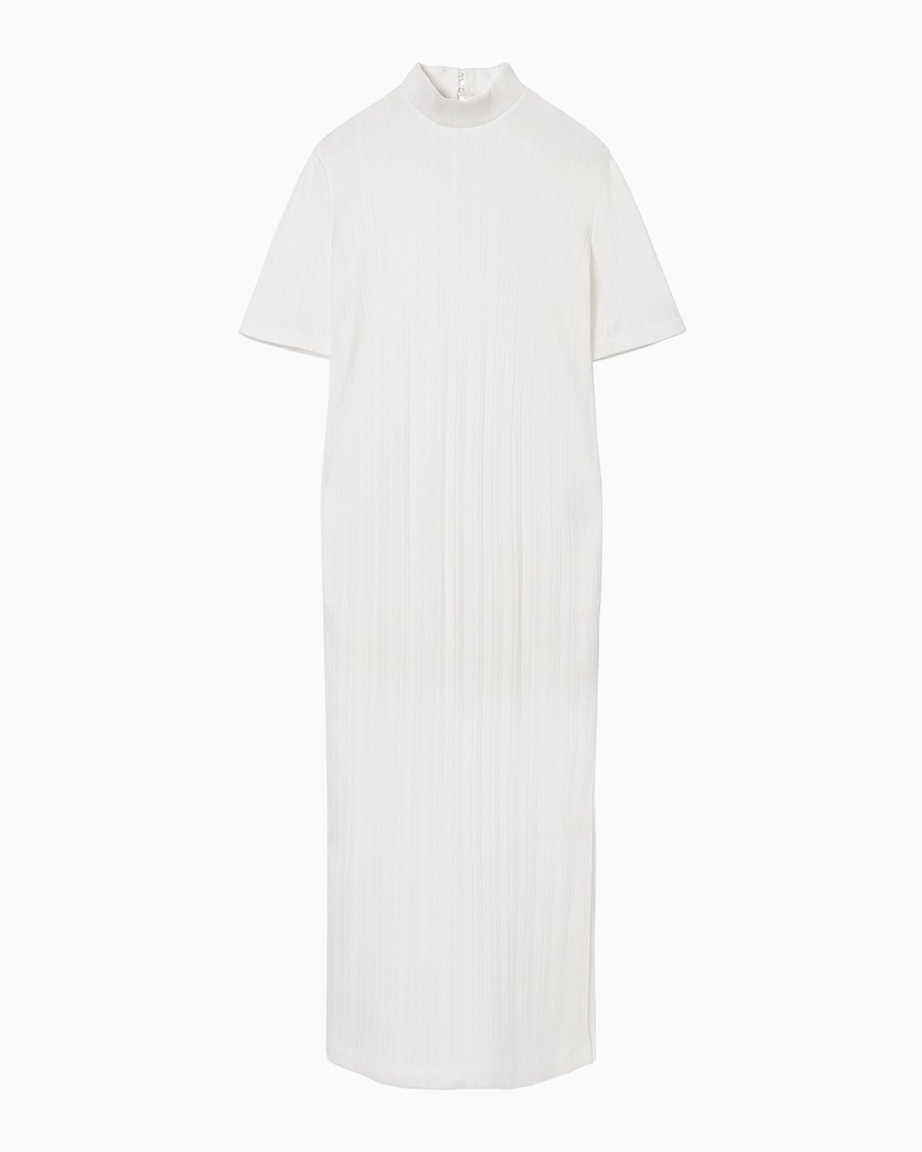 Random Ribbed Cotton Dress - white