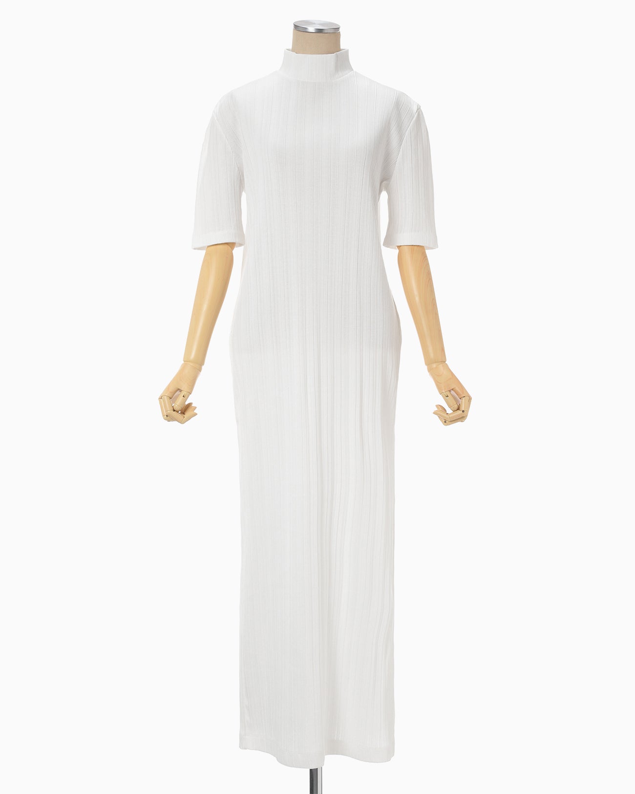 Random Ribbed Cotton Dress - white