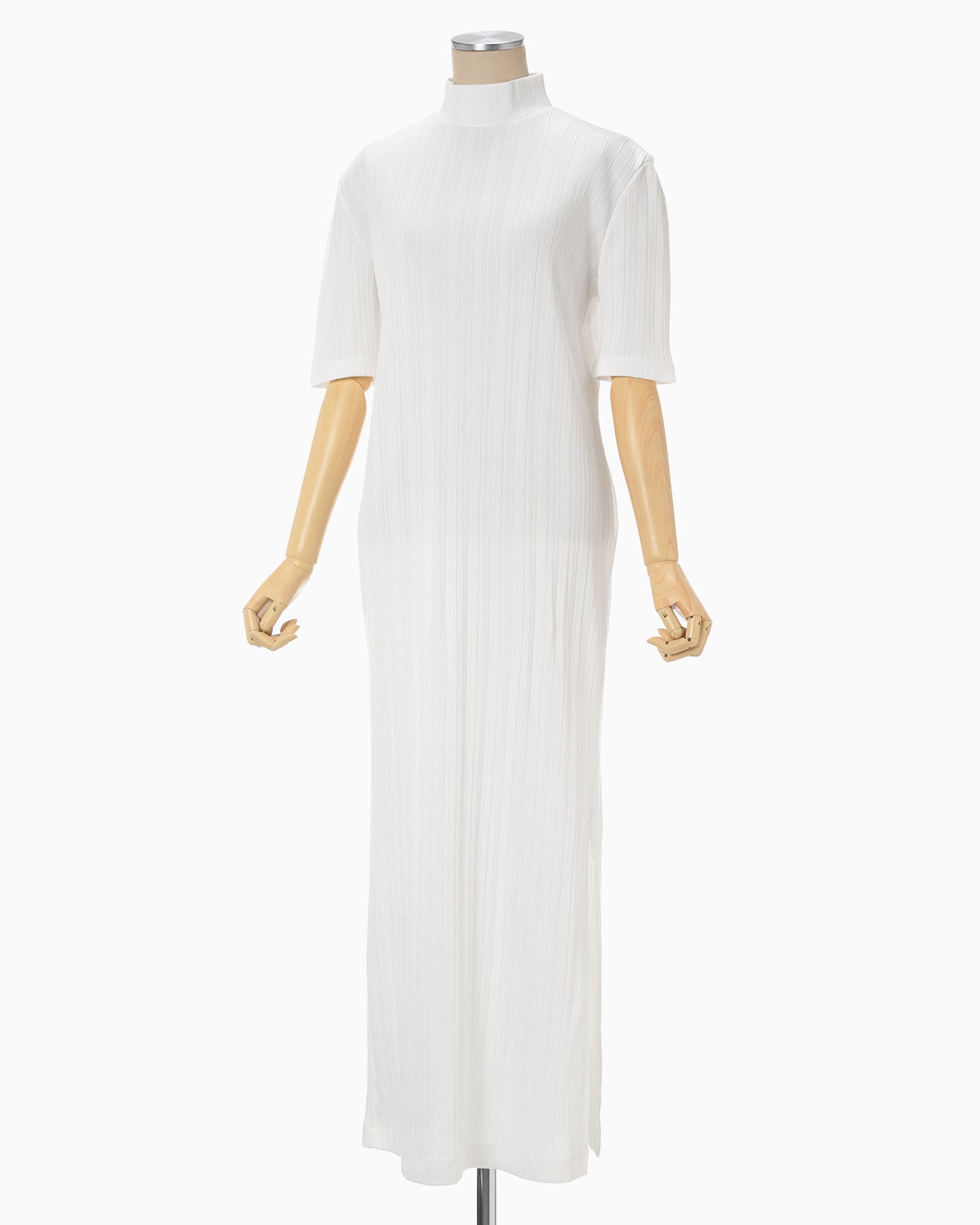 Random Ribbed Cotton Dress - white