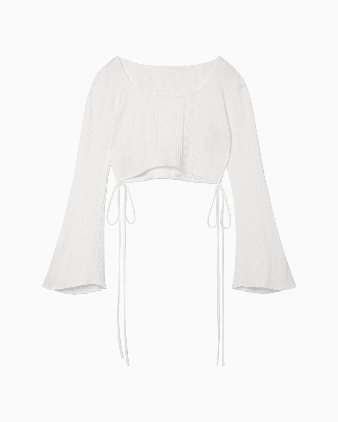 Random Ribbed Cotton Cropped Top - white