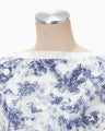 Floral Flock Printed Fleece Lining Sleeveless Top - blue