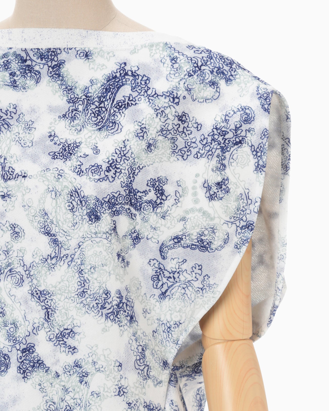 Floral Flock Printed Fleece Lining Sleeveless Top - blue