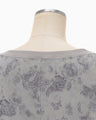Floral Flock Printed Fleece Lining Sleeveless Top - grey