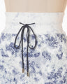 Floral Flock Printed Fleece Lining Skirt - blue