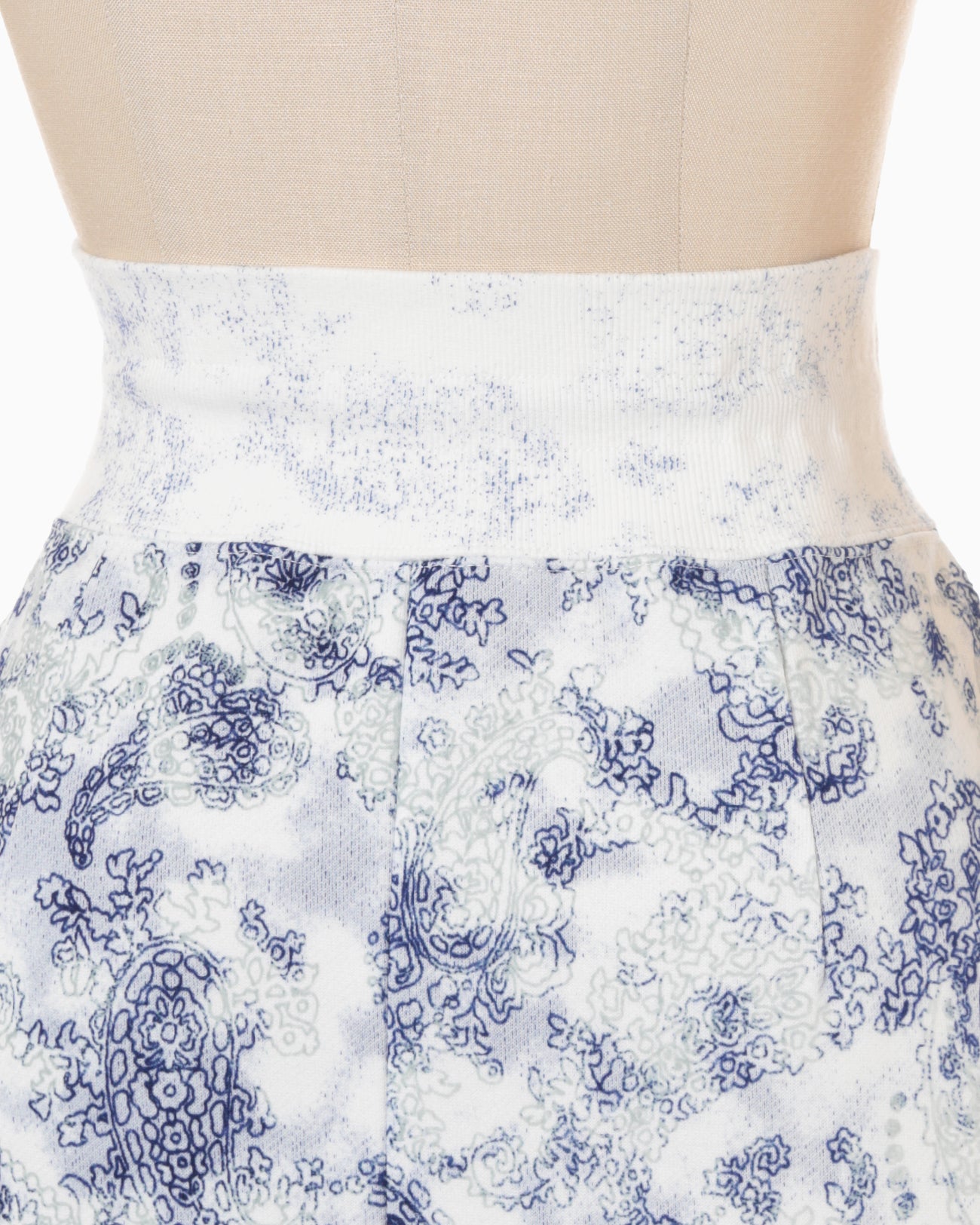 Floral Flock Printed Fleece Lining Skirt - blue