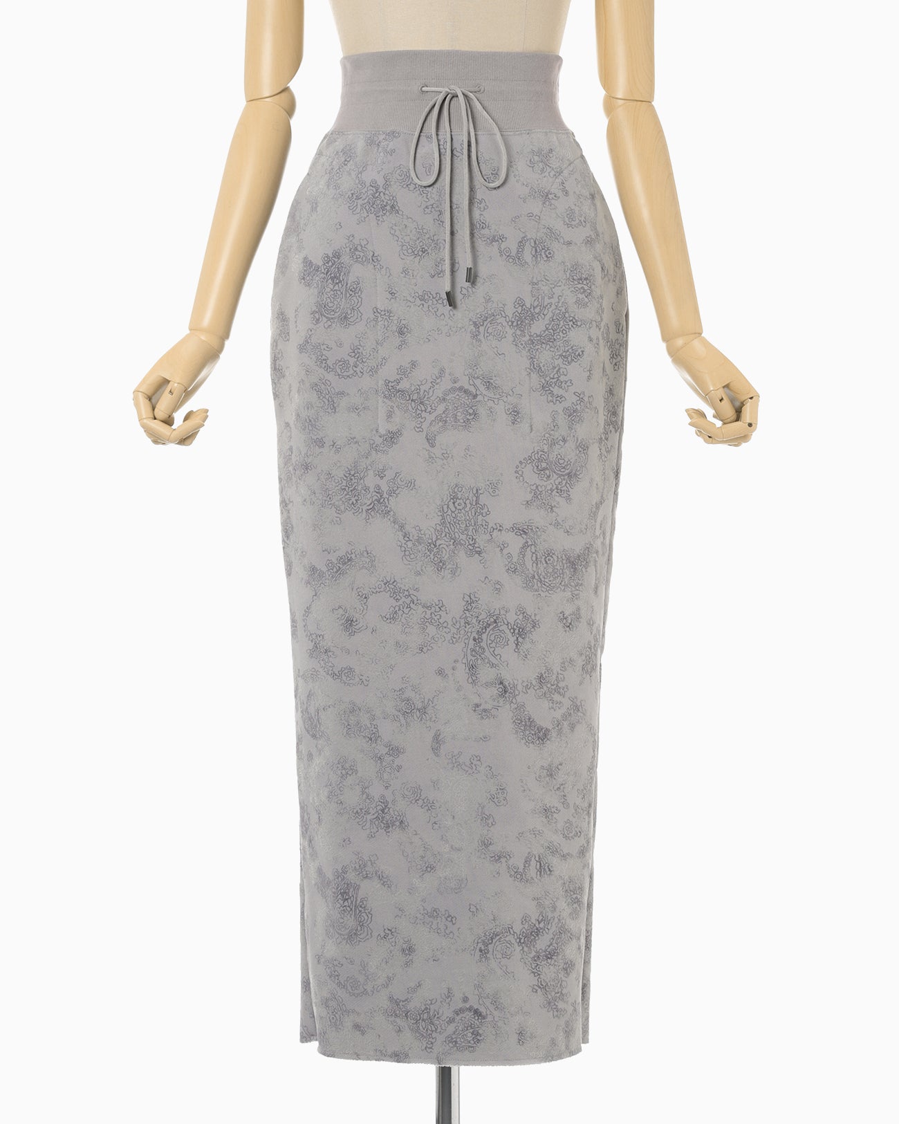Floral Flock Printed Fleece Lining Skirt - grey - Mame Kurogouchi