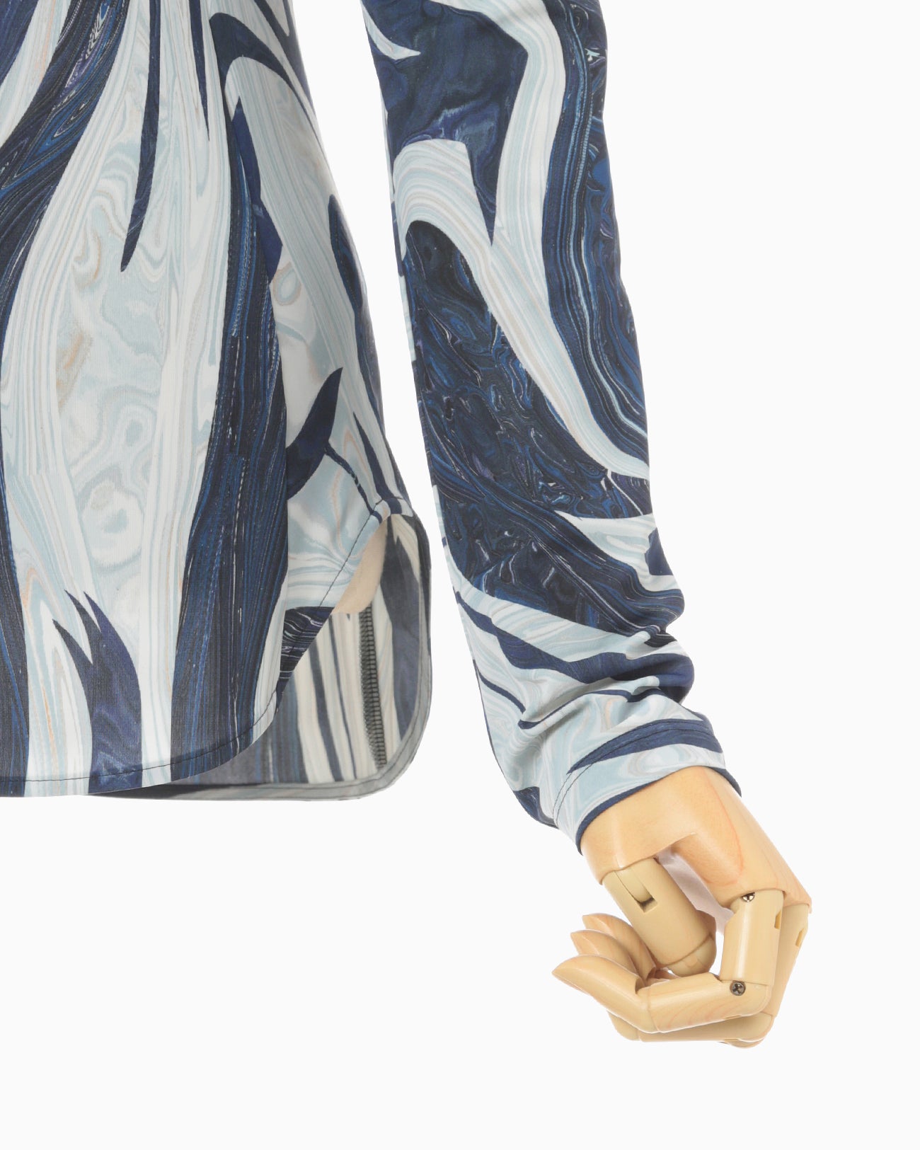 Marble Print Jersey High Neck Top - blue - Mame Kurogouchi