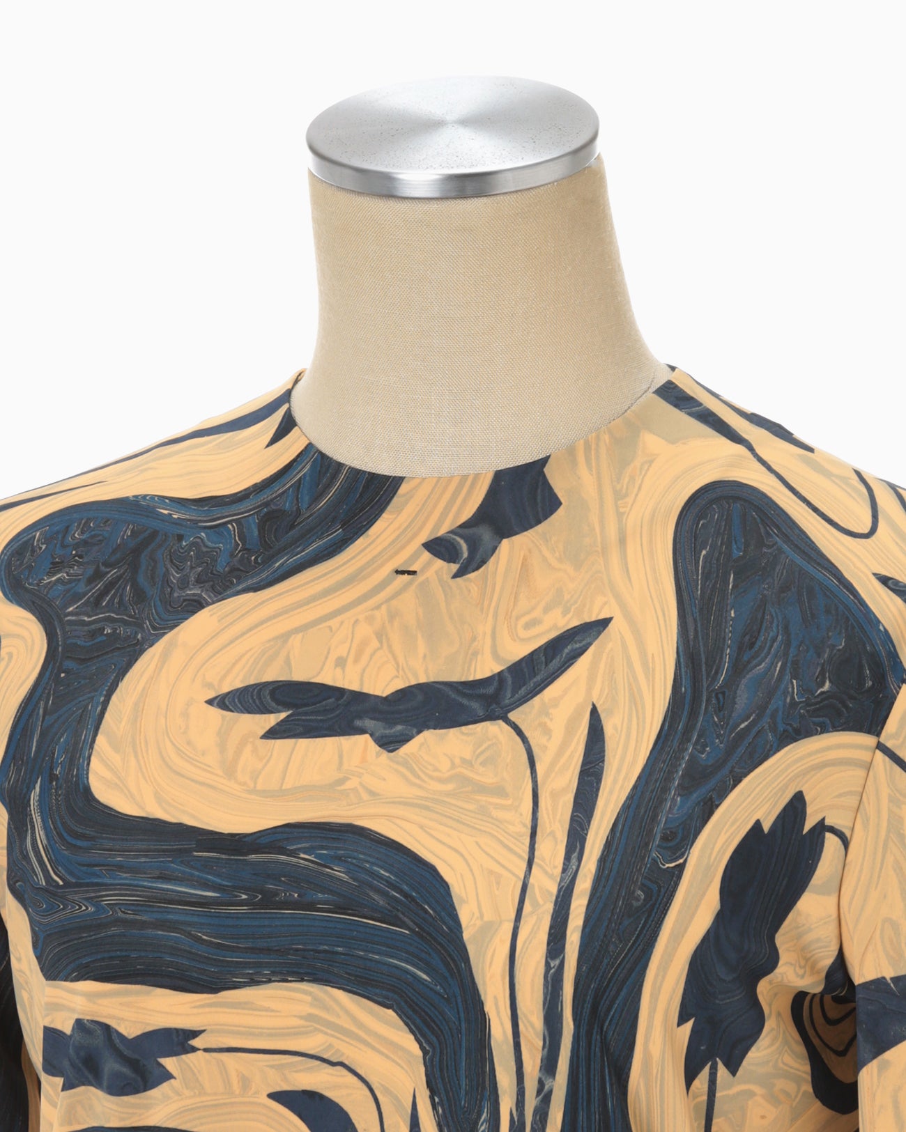 Marble Print Jersey Crew Neck Top beige