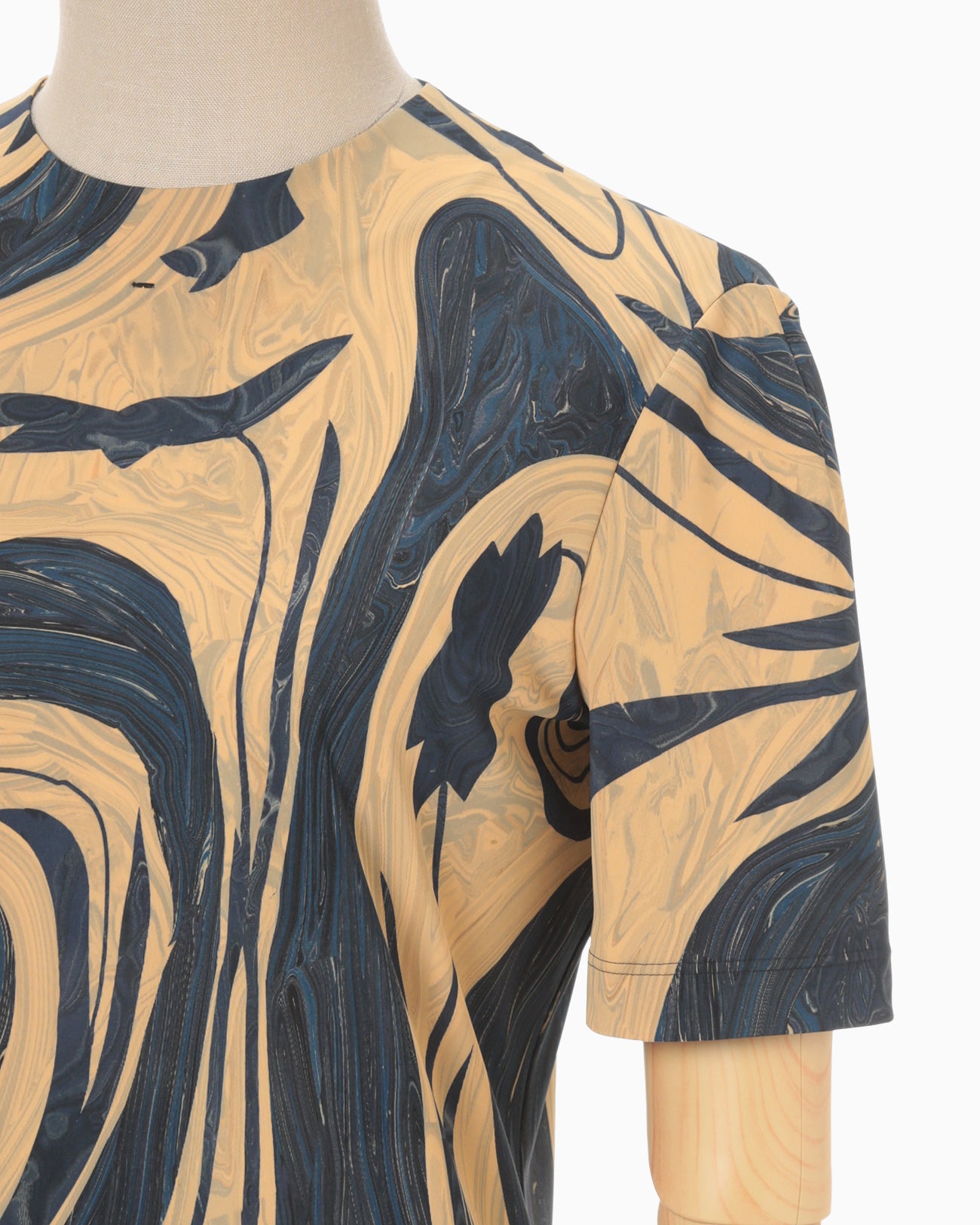 Marble Print Jersey Crew Neck Top beige - 半袖(Tシャツ)