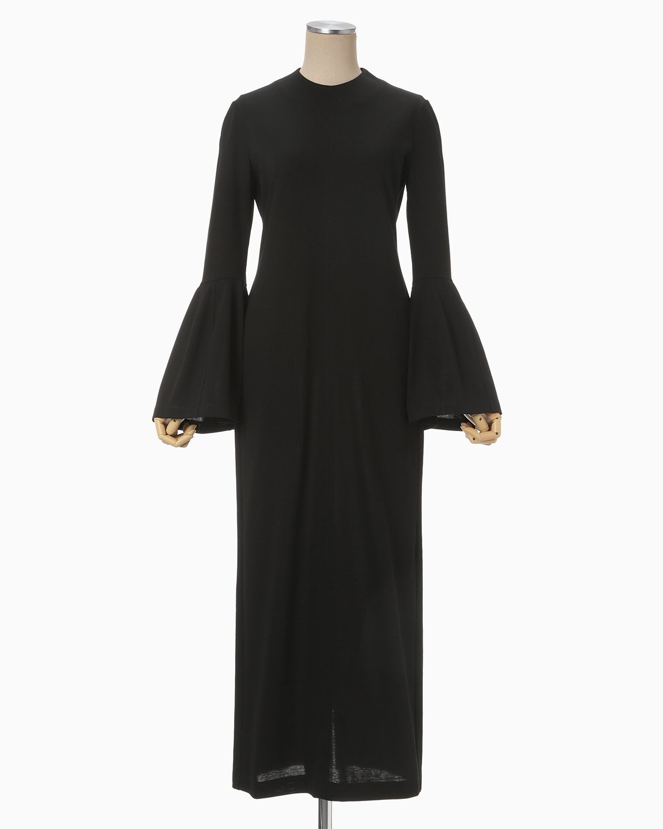 Volume Sleeve Cotton Jersey Dress - black