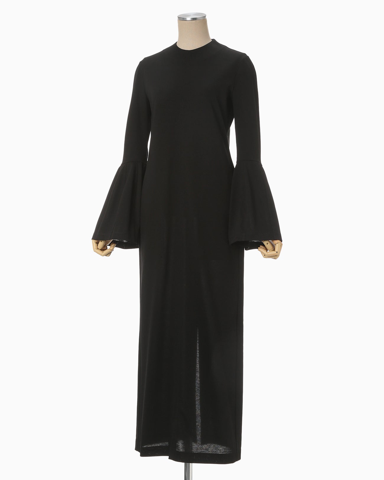 Volume Sleeve Cotton Jersey Dress - black