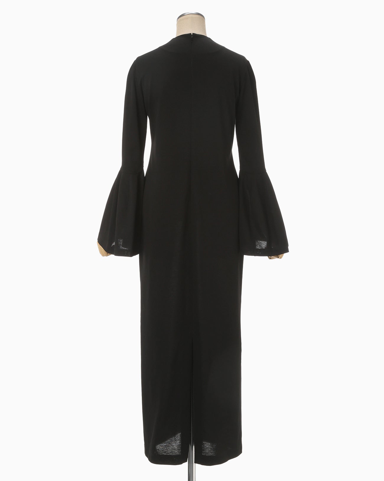 Volume Sleeve Cotton Jersey Dress - black