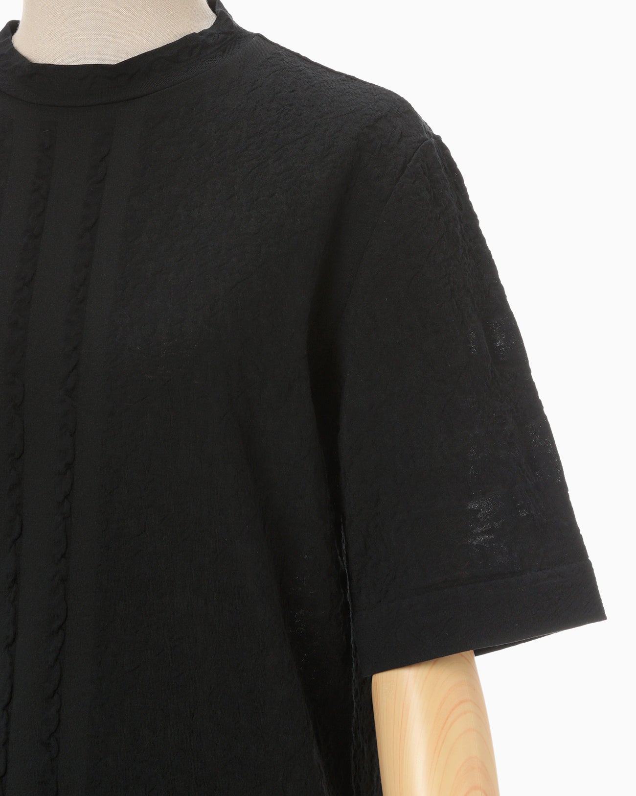 Landscape Graphic Sheer Knitted Crew Neck Top - black