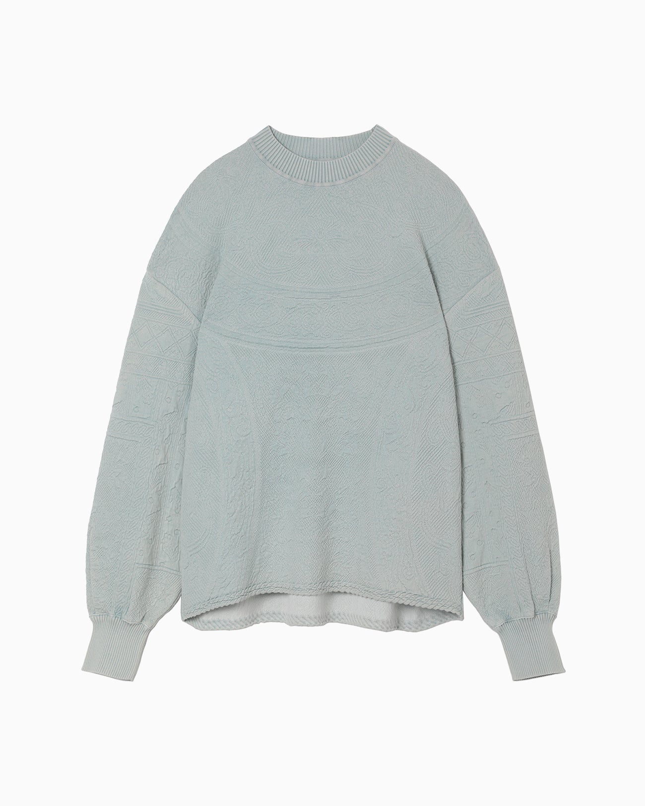 Floral Pattern Jacquard Washed Knitted Top - blue - Mame Kurogouchi