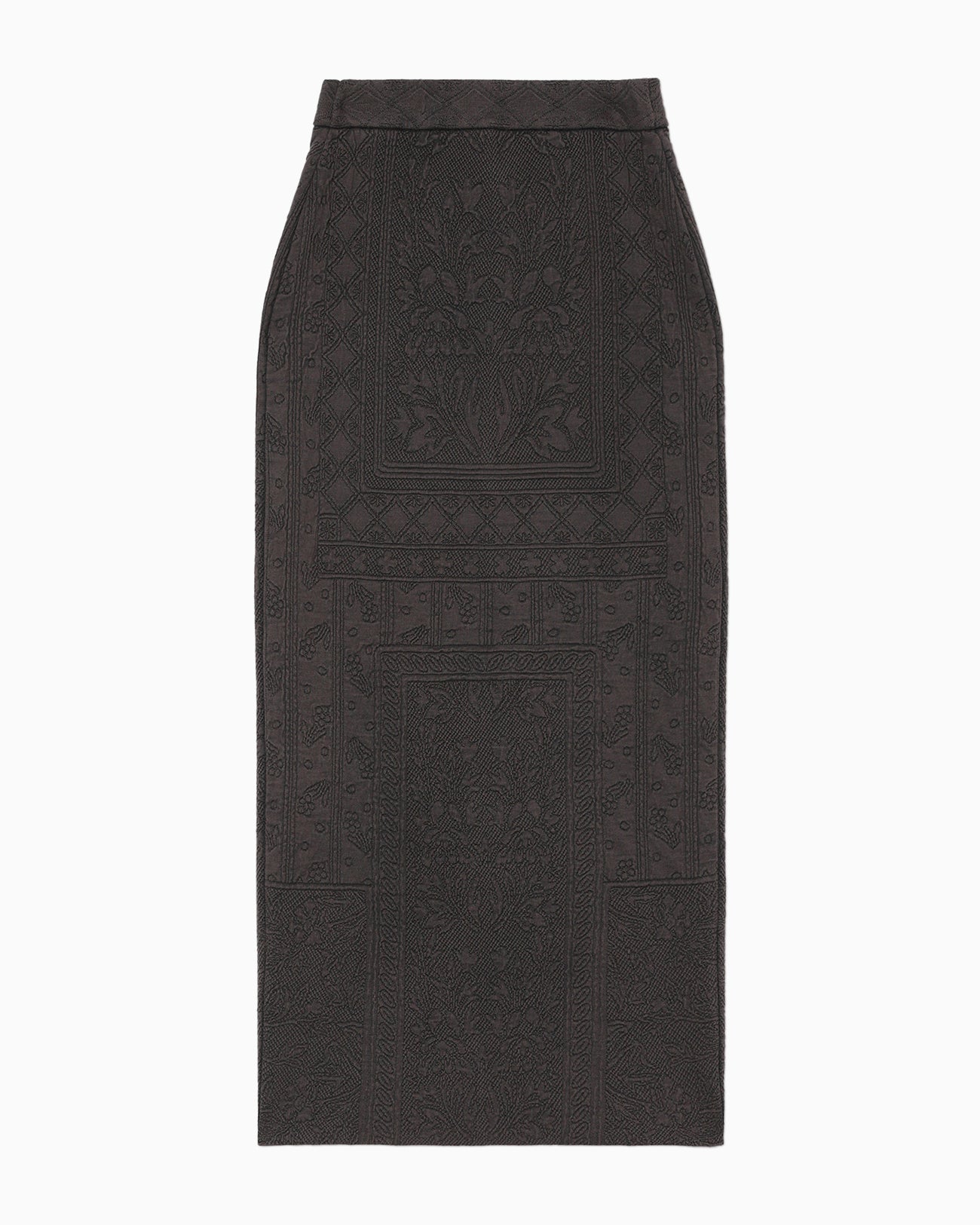 Floral Pattern Jacquard Washed Knitted Skirt - black - Mame Kurogouchi 