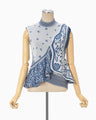 Asymmetric Pattern Knitted Top - blue