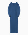 Milano Ribbed Deep V-Neck Dress - blue