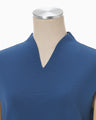 Milano Ribbed Cap-Sleeve V-Neck Top - blue