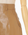 Coated Cotton Gabardine Wide Trousers - beige