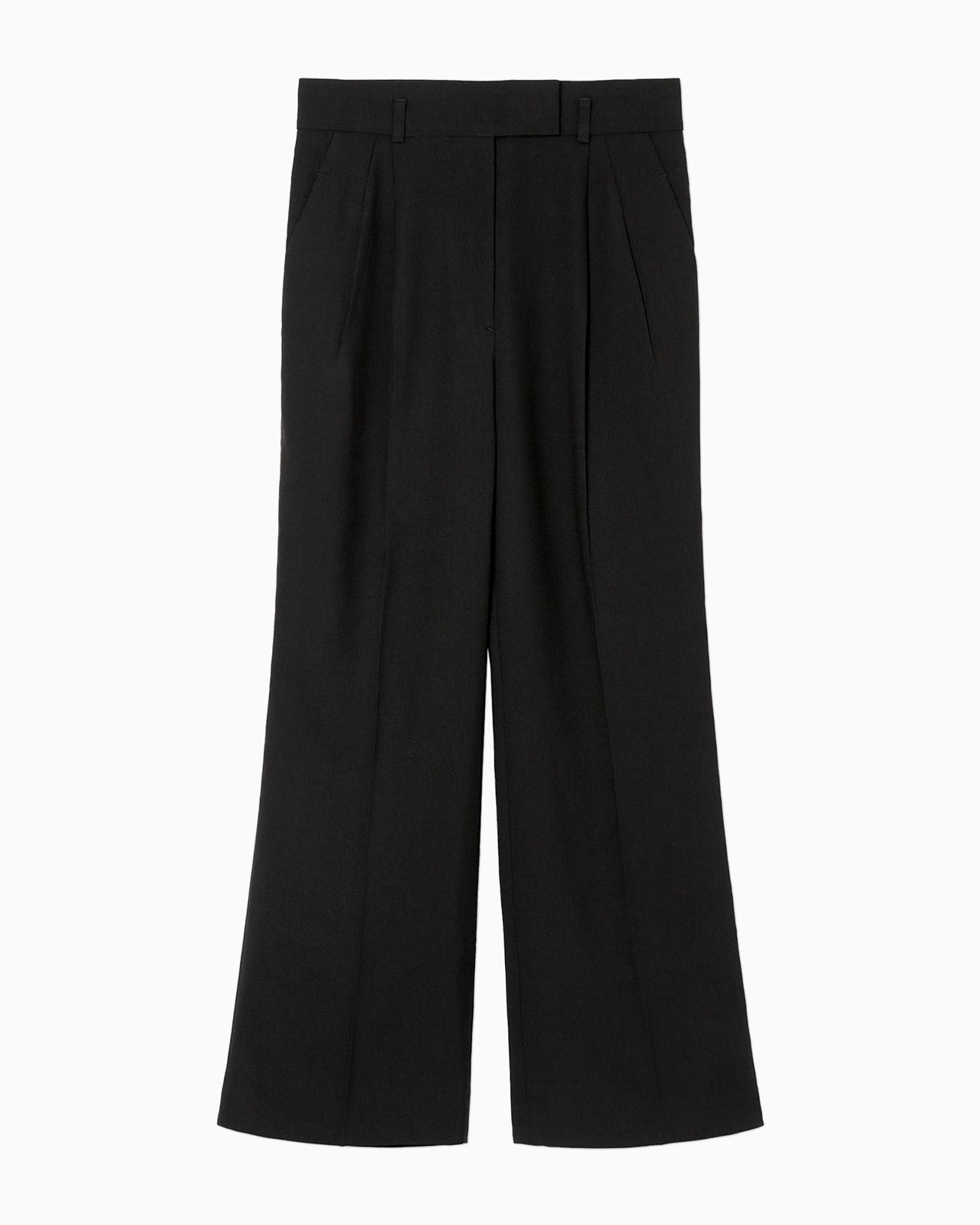 Linen Touch Triacetate Cropped Trousers - black