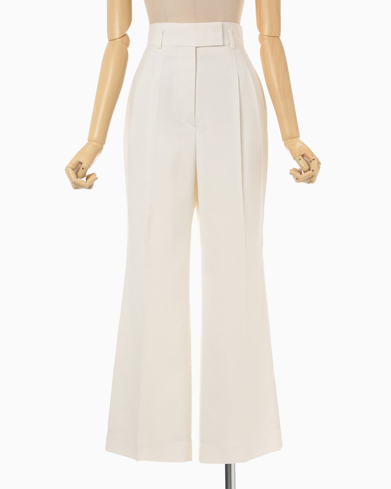 Linen Touch Triacetate Cropped Trousers - white