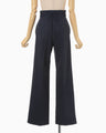 Back String Cotton Flare Trousers - navy