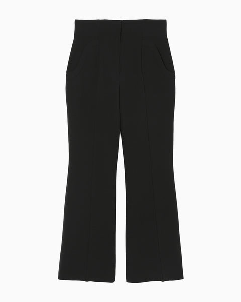 Triacetate Polyester Flared Trousers - black