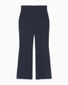 Triacetate Polyester Flared Trousers - navy