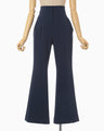 Triacetate Polyester Flared Trousers - navy