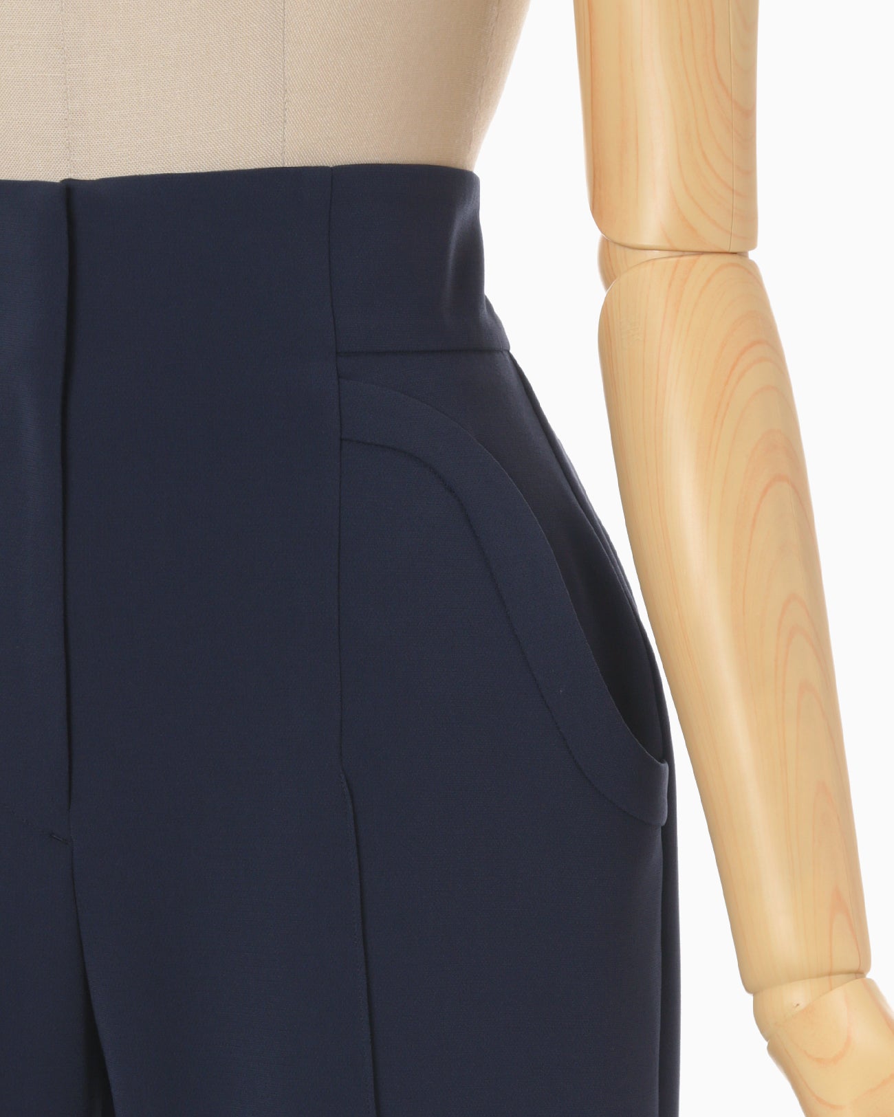 Triacetate Polyester Flared Trousers - navy