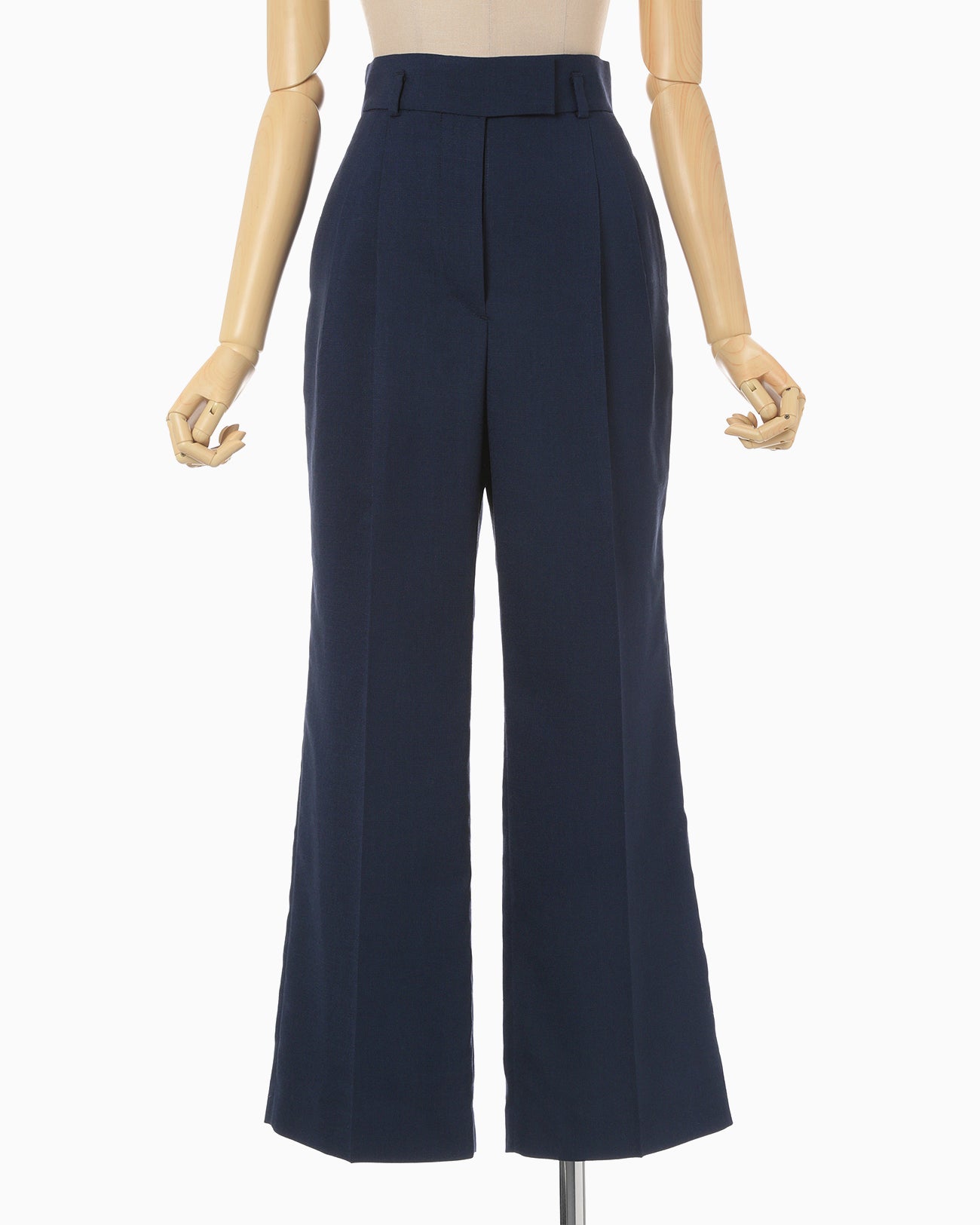 Linen Touch Triacetate Cropped Trousers - navy