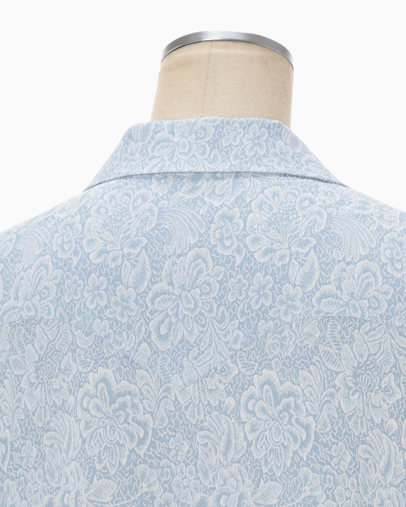 Floral Pattern Acetate Rayon Jacquard Shirt - blue