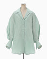Floral Embossed Oversized Cotton Shirt - mint green