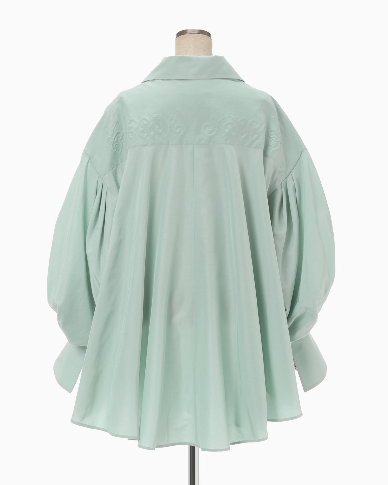 Floral Embossed Oversized Cotton Shirt - mint green