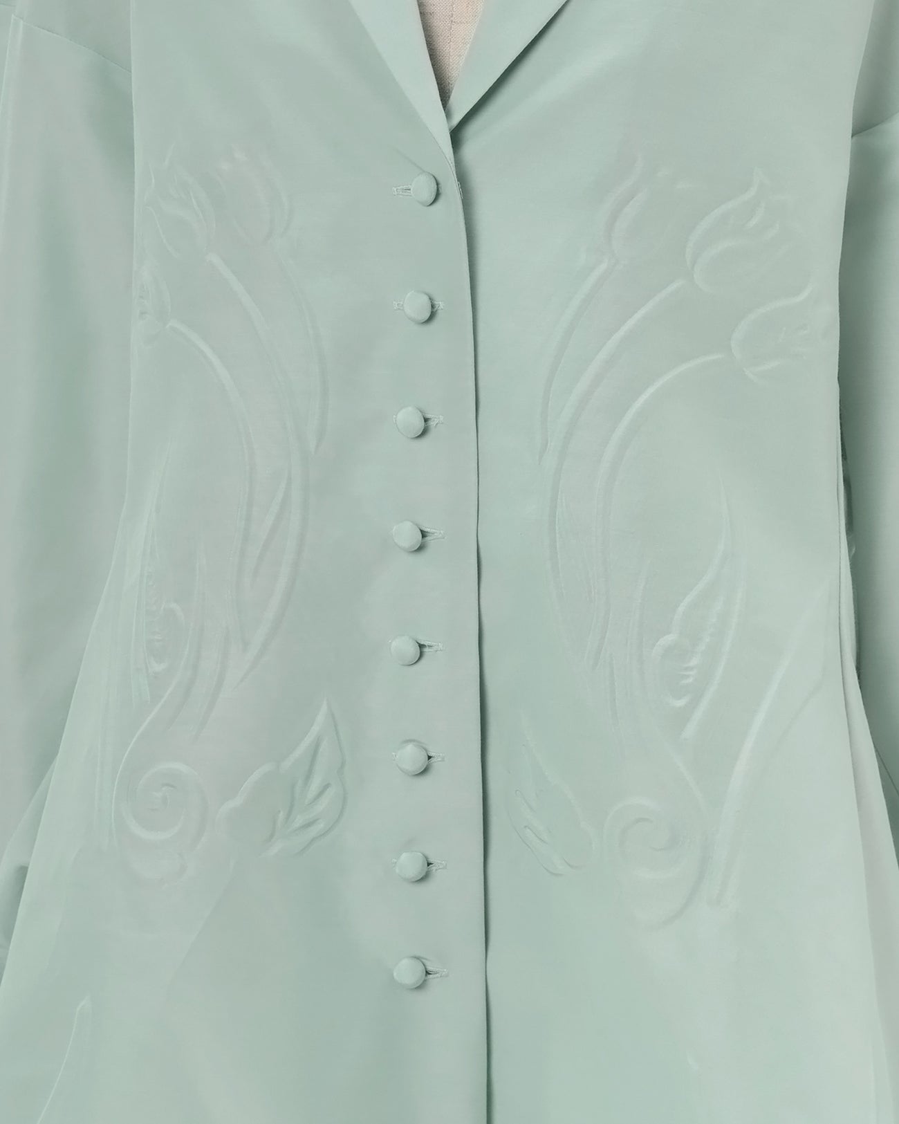 Floral Embossed Oversized Cotton Shirt - mint green