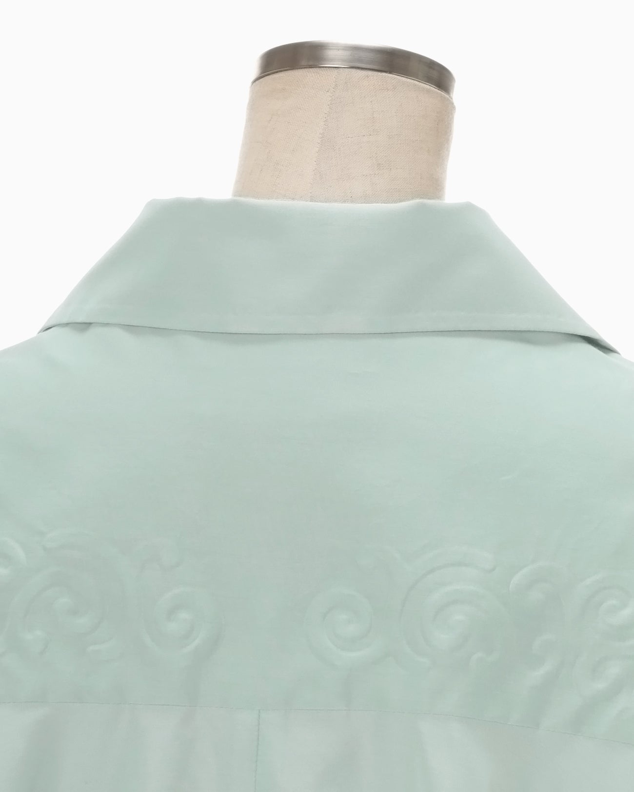 Floral Embossed Oversized Cotton Shirt - mint green