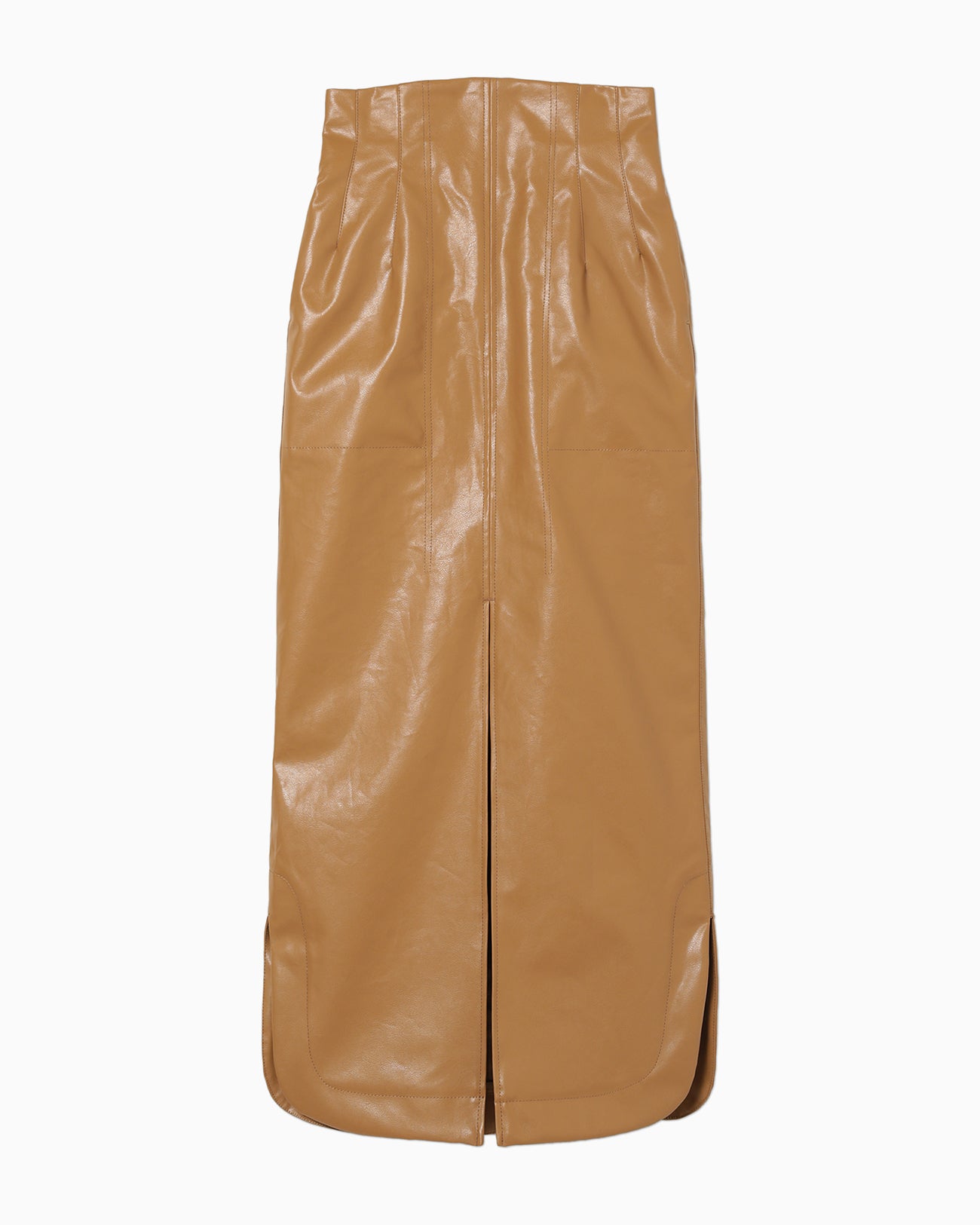 Coated Cotton Gabardine Skirt - beige