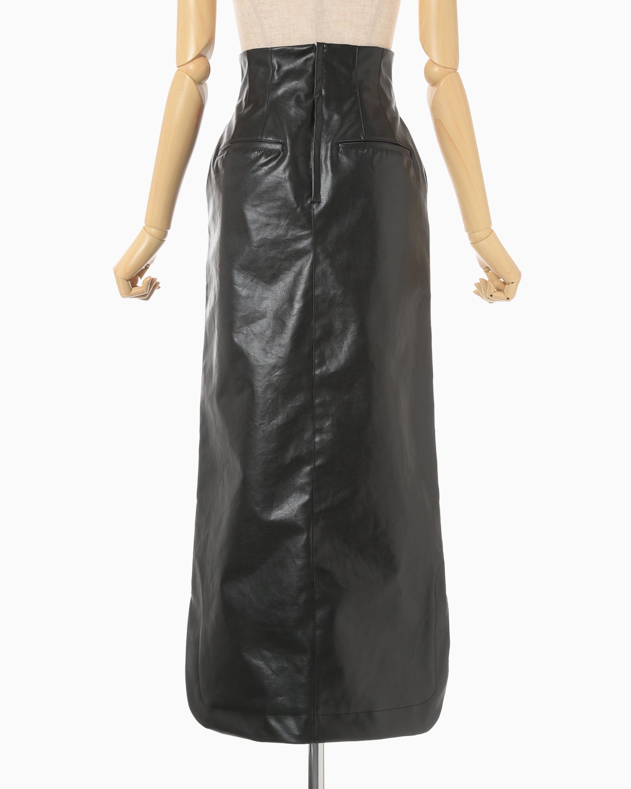 Coated Cotton Gabardine Skirt - black