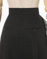Cording Embroidery Detail Cotton Skirt - black