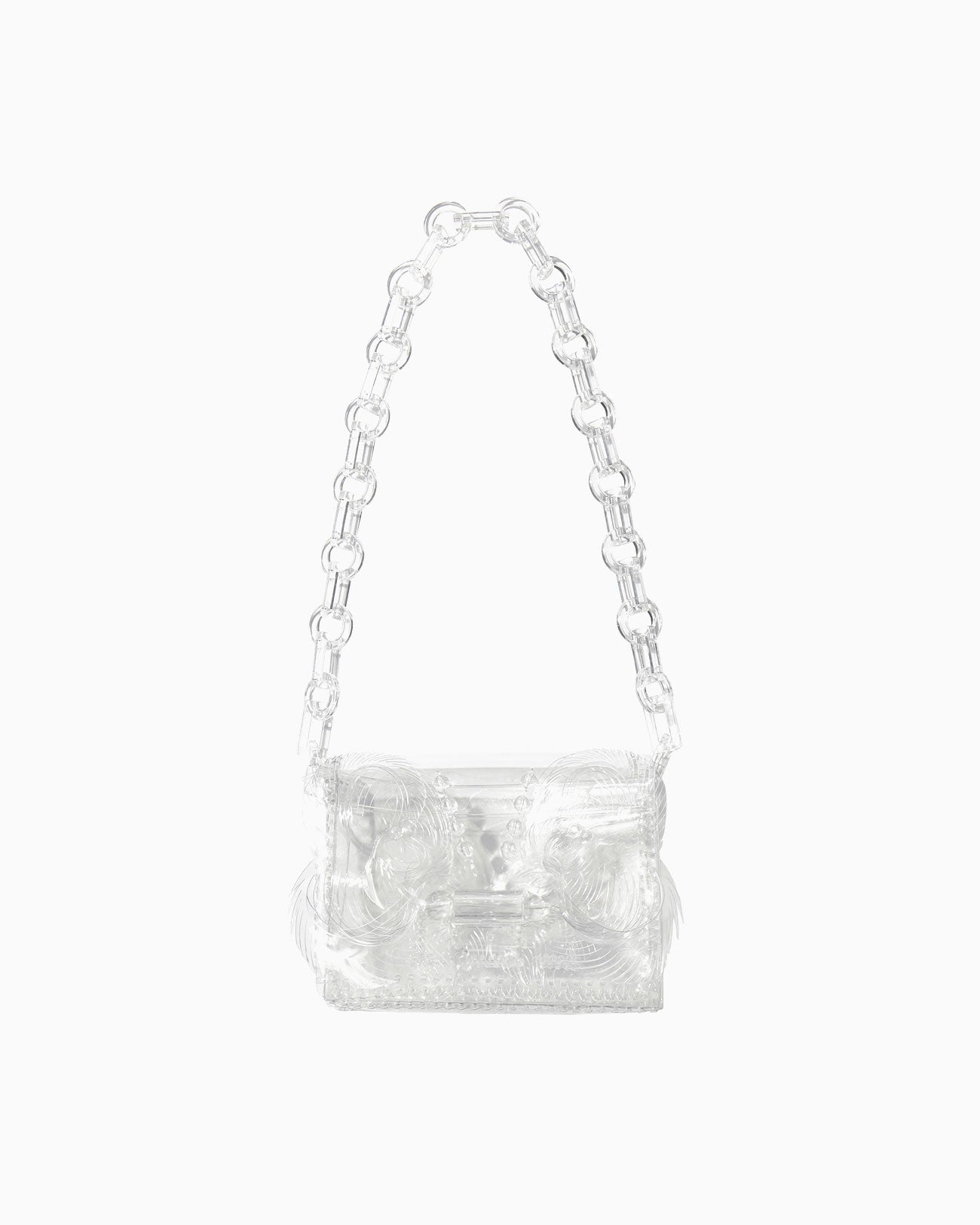 Transparent Sculptural Mini Chain Bag - clear